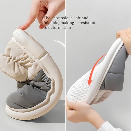 Women Men Winter Slippers Fuzzy Shoes Warm House Slipper Waterproof Cozy Lined Sherpa Non-Slip Indoor Outdoor Soft Foam Sole Home3