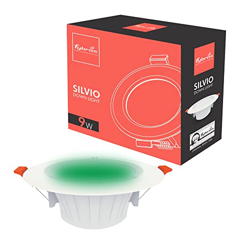 Image of Fybros Aluminum Silvio Plus 9W Ceiling Lights for Hall, 80 mm LED Light for Home, Green LED Ceiling Lights for Home, Junction Box Lights for Living Room, Small LED Light for Room, Warm Indoor Lighting