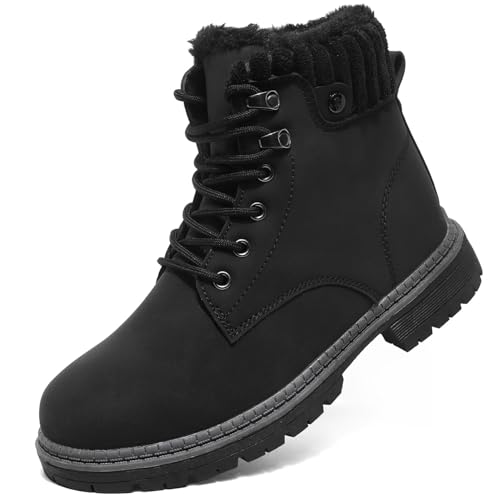 Bottes de marche d'hiver femme noires imperméables en taille 38.5