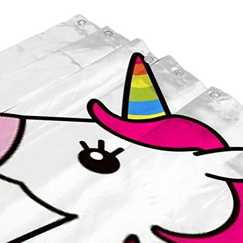 Rideau de douche licorne imperméable en polyester lavable avec 12 crochets - 4