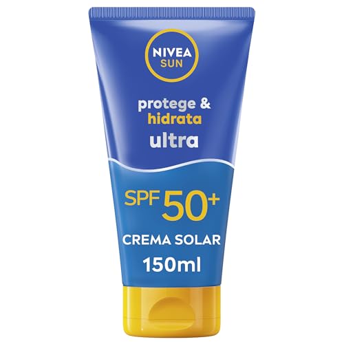 NIVEA SUN Protege & Hidrata Ultra FP50+, crema solar con 48h de hidratación (1 x 150 ml), protector solar ultra resistente al agua, crema hidratante con protección solar UVA & UBV