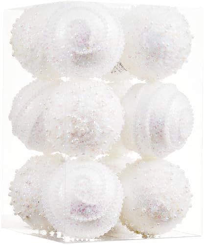 ChrisWish White Christmas Ball Ornaments, Christmas Ball Decorations Shatterproof Plastic Hanging Pearl Balls for Holiday Party(70mm/2.76", 12ct) - image 1
