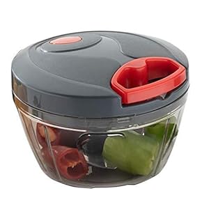 LocalMart Big Quick Chopper Container 2 in 1 Jumbo Vegetable Chopper, Cutter with Storage Lid for Kitchen- 3 SS Blades (450Ml) Pack of (1)