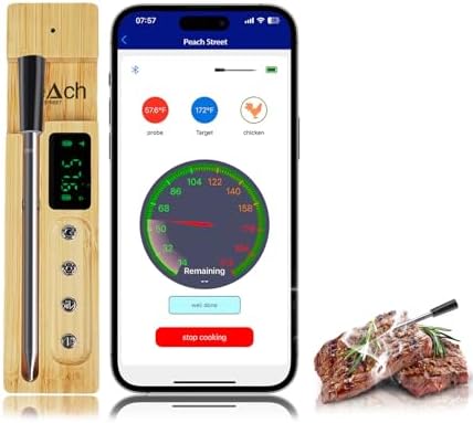 Peach Street Wireless Intelligent Meat Thermometer,IP68 Waterproo...