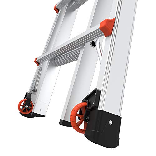 Little Giant Ladders, Velocity with Wheels, M26, 26 Ft, Multi-Position Ladder, Ratchet Leg levelers, Aluminum, Type 1A, 300 lbs Weight Rating, (15426-801)