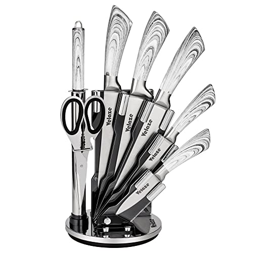 Velaze-Knife-Block-SetsKitchen-Knife-Set-with-Rotating-Stand8-Piece-Stainless-Steel-Knife-SetHigh-Carbon-Stainless-Steel-Ultra-Sharp-Grey-Knife-Set-Ergonomic-HandleSilver