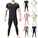Cambkatl Men's Short Sleeve Thermal Underwear Sets, Ultra-Soft Long Johns Base Layer Basic Fitted V Neck Top & Bottom