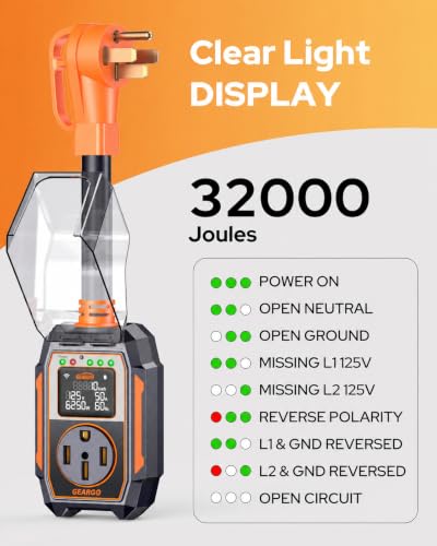 Image of ๐ณ๐๐๐๐๐ RV Surge Protector 50 Amp, 32000J RV Circuit Analyzer with Smart APP, Larger LED Display & Bluetooth, IP68 RV Adapter Plug for Camper, Travel Trailers, Electric Circuit Testing Device