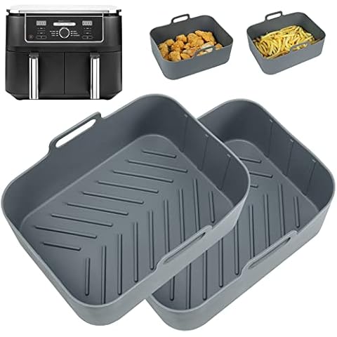 YQL Silicone Air Fryer Liner for Ninja AF400UK, 2PCS Air Fryer Accessories Thickened Air Fryer Silicone Liners Reusable for Ninja Dual Air Fryer AF400UK 9.5L/Tower T17088 /Devology Air Fryer Cover