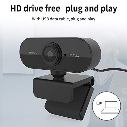 Blusea Full HD 1080P Webcam, mini câmera de computador USB microfone embutido, rotável flexível, par