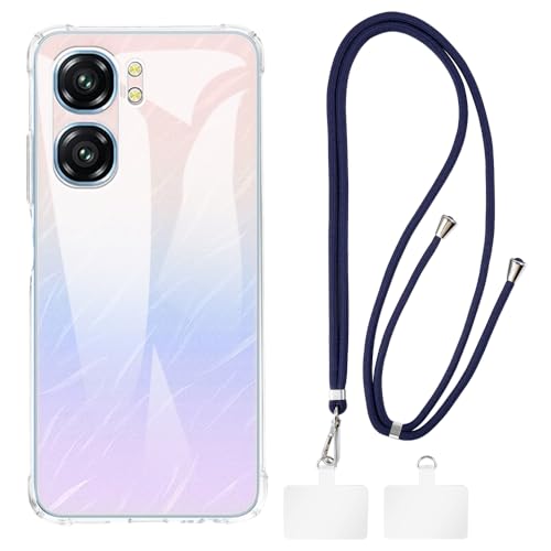 Shantime �P�[�X�ƃN���X�{�f�B�X�g���b�v�Z�b�g Oukitel C58 Pro �Ƃ̌݊������� �g�уJ�o�[�Ƌ����o�b�N���t�������\�l�b�N�X�g���b�v�����2���̃p�b�`�t��(�N���A + �u���[)