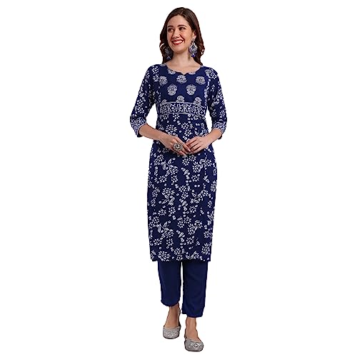 Image of Ayukta Women's Rayon Printed Straight Kurta