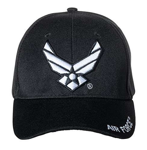 Officially Licensed United States Air Force Embroidered Baseball Cap (Black/White Emblem)
