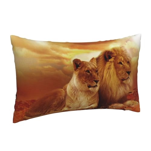 Housses de coussin effet lin lion et lionne : créez un cocon chaleureux chez vous