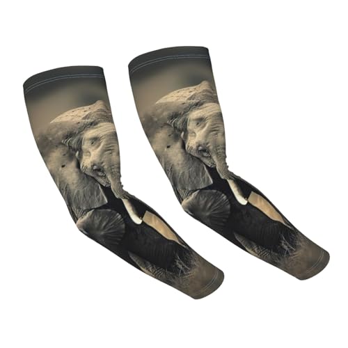 XULLZH Mangas de protección para el brazo con estampado de elefante viejo para hombres y mujeres, para trabajo, golf, correr, fútbol, ciclismo, Negro, talla única