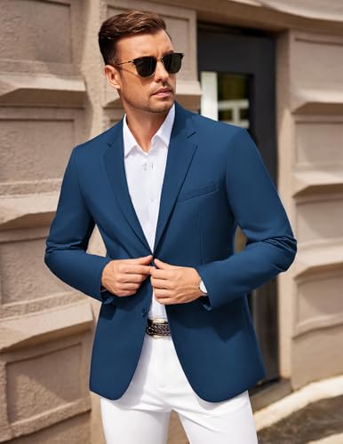 COOFANDY Men's Suit Coat Slim Fit Fashion Wedding Travel Holiday Blazer Jackets Blue3