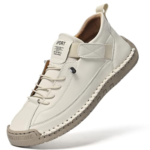 Image of Womens Casual Shoes Ankle Chukka Boots Slip On Breathable Loafers Handmade Fashion Sneakers Mid top Walking Driving Flats Shoes