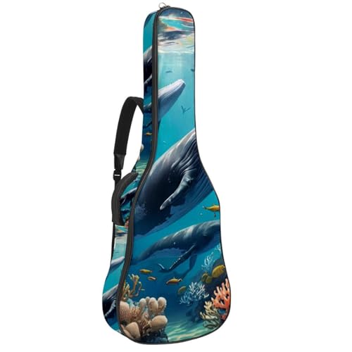 Sac de guitare acoustique étanche multicolore motif baleine de 40 à 42 pouces
