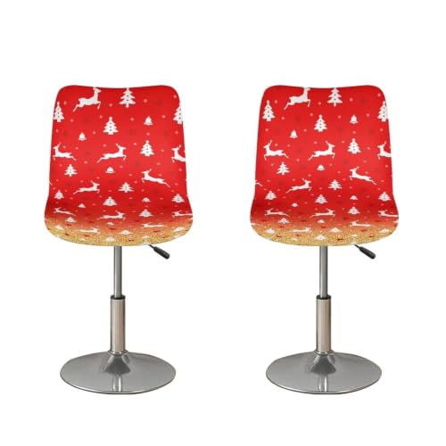 Image of Christmas Reindeer Bar Stool Chair Cover with Back Stretch Swivel Barstool Slipcovers with 4 pcs Seat Couch Cover Waterproof Anti-Scratches Spills Chair Covers