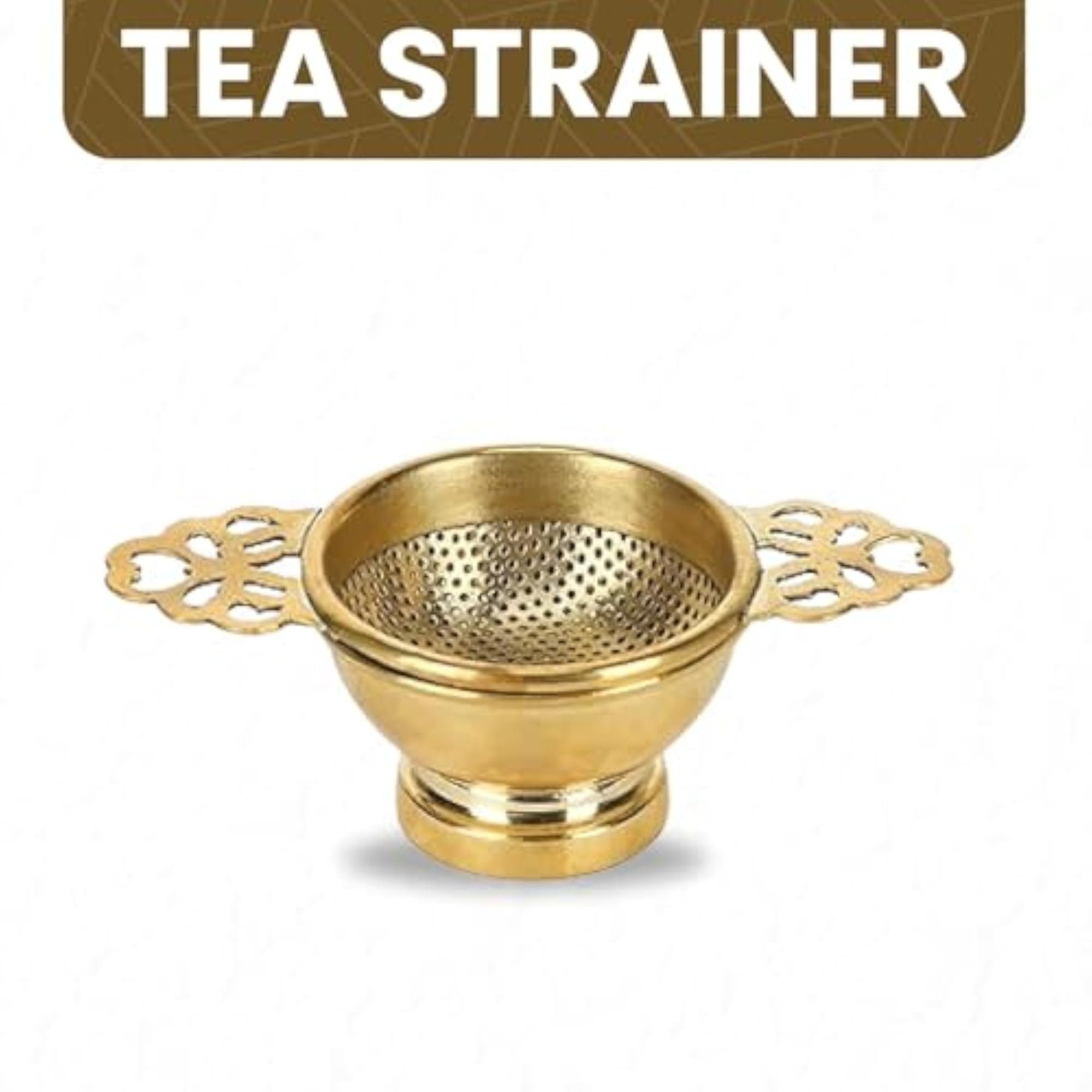 Brass Tea Strainer, Metal Mesh Tea Filter for Brewing