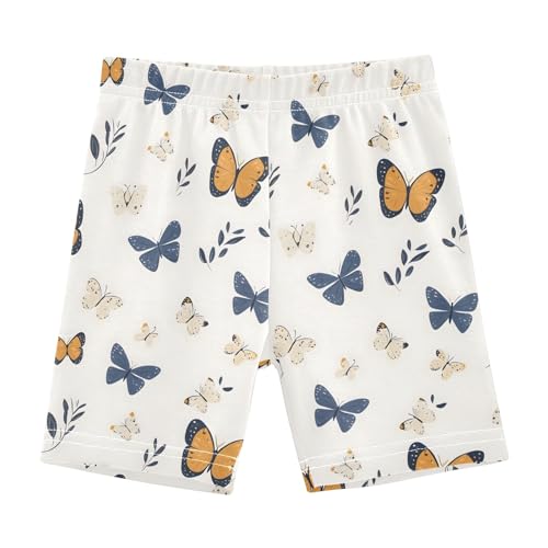 Autumn Floral with Butterfly Girls Shorts Elastic Waist Sports Shorts Girls Leggings Pants for 4-10 Years