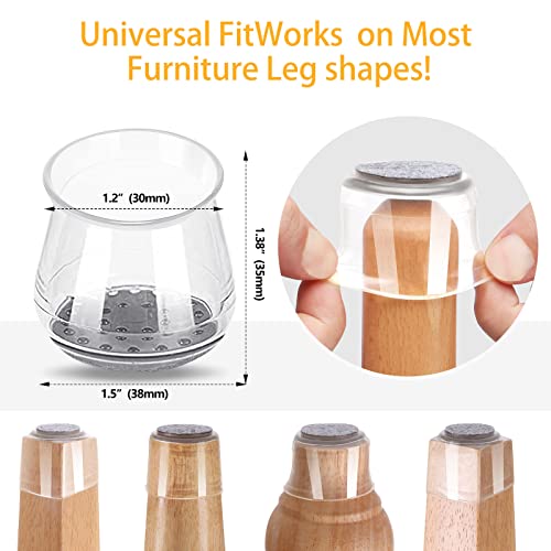 Silicone Chair Leg Floor Protectors, 32pcs Ruby Sliders for Chair Legs