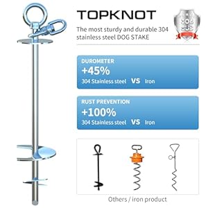 Dog Tie Out Stake,Heavy Duty Dog Run-304 Stainless Steel Stake,360° Swivel Dog Runner for Yard,Use Any Dog Tie Out Cable or Yard Leash-Suitable for Large Dogs Up to 200 LBS- Outdoor Camping