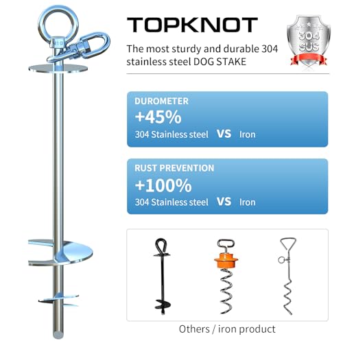 Dog Tie Out Stake,Heavy Duty Dog Run-304 Stainless Steel Stake,360° Swivel Dog Runner for Yard,Use Any Dog Tie Out Cable or Yard Leash-Suitable for Large Dogs Up to 200 LBS- Outdoor Camping Dog Tie Out Stake,Heavy Duty Dog Run-304 Stainless Steel Stake,360° Swivel Dog Runner for Yard,Use Any Dog Tie Out Cable or Yard Leash-Suitable for Large Dogs Up to 200 LBS- Outdoor Camping