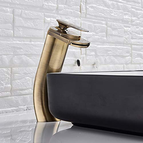 Basin Faucets Deck Mounted Bathroom Faucet Single Handle Sink Mixer Hot and Cold Water Crane Tap Vanity Faucet Mixer(Antique Bro
