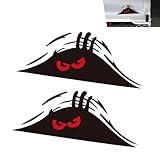 Cuymoap 2 PCS Car Monster Decals, Reflective Ghost Red Eye Sticker, Waterproof Cover Scratches Carlight Film with Self-adhesive, Funny DIY Exterior Accessory for Side Body Bumper Hood (Black)