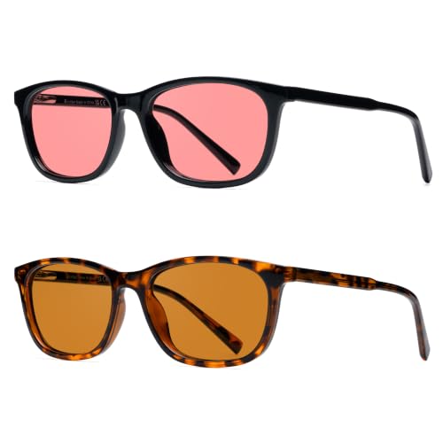 Image of Fluorescent-41 Pink Tinted Blue Light Blocking Glasses for Migraine, Light Sensitivity, Photophobia JF5002