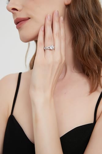THELANDA Genuine Moissanite or Simulated 1CT Diamond Sterling Silver Twisted Infinity Split Shank Promise Ring Engagement Ring For Her4
