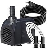 Springbrunnenpumpe 16W 800L/H Teichpumpe Mit 3m Extra-Langes Kabel Schutz vor Überhitzung Funktion Ultra Leise Aquariumpumpe Wasserpumpen für Brunnen, Hydroponik-Systeme, Submersible Tauchpumpe