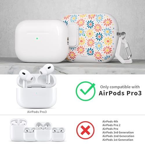 Image of for AirPods Pro 3 Case(2025) with Secure Lock Clip and Phone Stand,Cute Floral Girly Style Protective Cover with Cleaning Kit and Carabiner for Apple iPod Pro 3rd Generation(Sun Petals)