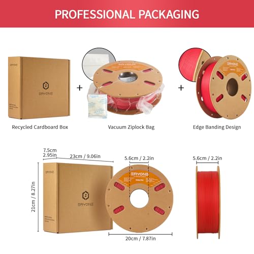 Image of ERYONE Matte 3D Printer PLA Filament 1.75 + /- 0.03mm, Matte Filament PLA 1KG(2.2LBS) Spool, Red