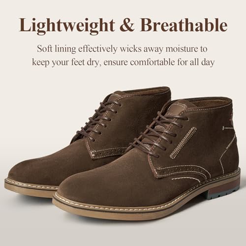 Image of Arkbird Mens Chukka Dress Boots Genuine Leather Suede Classic Fashion Casual Ankle Lace-up Dress Boots for Men