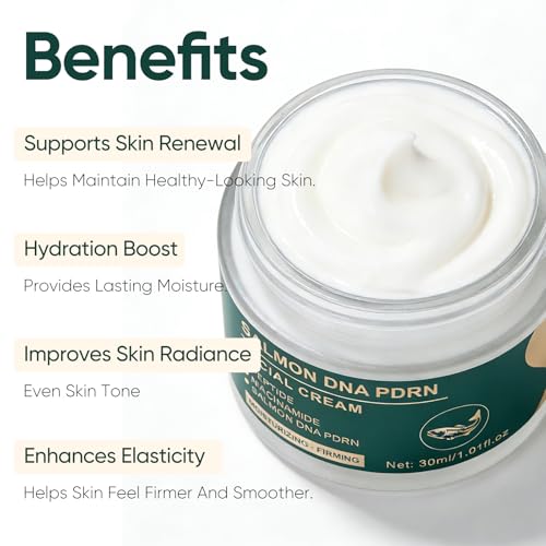 YAFUSIPE Salmon DNA PDRN Facial Cream with Peptide & Niacinamide - Anti Aging Face Moisturizer & Daily Hydrating Wrinkle Cream for Women with Dry, Aging Skin - 99% Pure PDRN, 1200ppm, 1.01 Fl Oz
