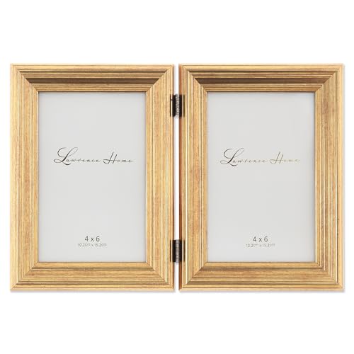 Image of Lawrence Frames 4x6 Hinged Double Sutter Burnished Gold Picture Frame