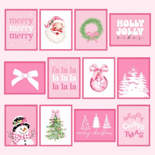 Décoration murale esthétique pour salon : 12 posters de Noël sans cadre format 20,3x25,4 cm