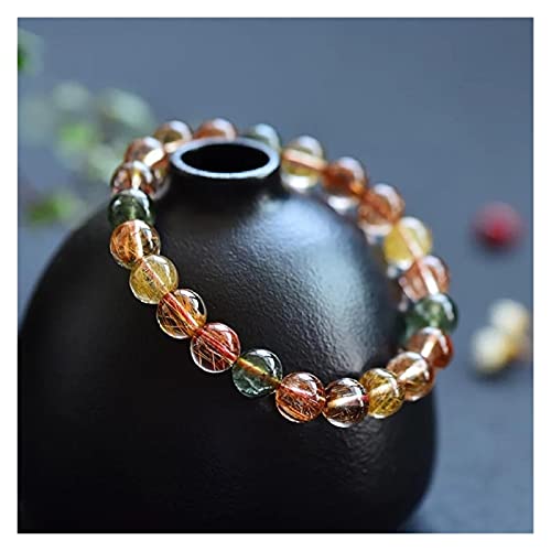 Bracelet en perles rondes de quartz rutilé cadeau mixte idéal 12mm