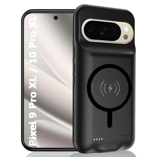Battery Case for Pixel 9 Pro XL/10 Pro XL,10000mAh Portable Protective Wireless Case Support Carplay Compatible with Pixel 9/10Pro XL(6.8 inches) Rechargeable Extended Battery Charger Cover (Black)