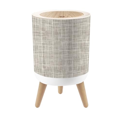 Papelera pequeña cilíndrica con tapa y textura lino
