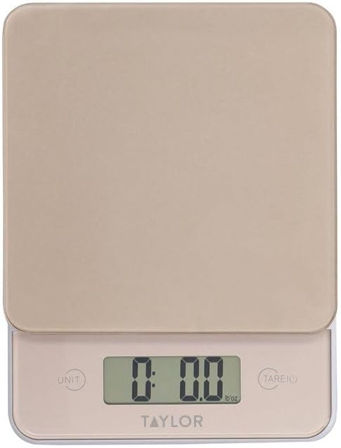 Taylor Glass Digital Kitchen Scale, Compact Food Scale, Highly Accurate Digital Food Scale, Weights 5kg, Copper and Glass, Gift Boxed