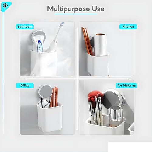 Image of STEFFAN Toothbrush Holders for Bathroom - Durable and Sturdy Brush Holder, Multipurpose Brush Holder for Bathroom Wall - Perfect for Home Use (White Pack of 1)