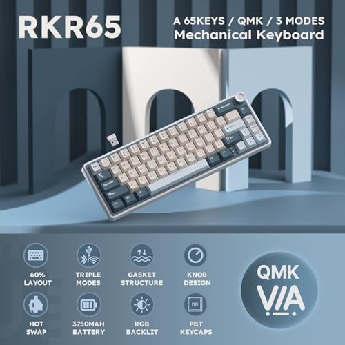 Image of RK ROYAL KLUDGE Keyboard (Blue, Cream Switch, Wireless, Wireless)