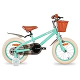 HILAND ins Star 16 Zoll Kinderfahrrad für Mädchen Jungen 4-7 Jahre mit Stützräder, Handbremse und Rücktritt grün