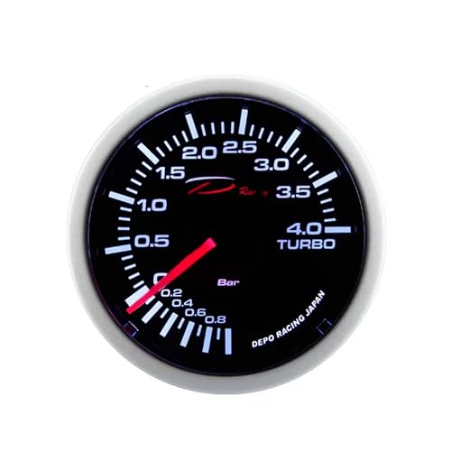 Manomètre Pression Turbo Universel 52mm - Cadran Fumé, éclairage LED Bleu/rouge, Jusqu'à 30 Psi, Pour Voiture