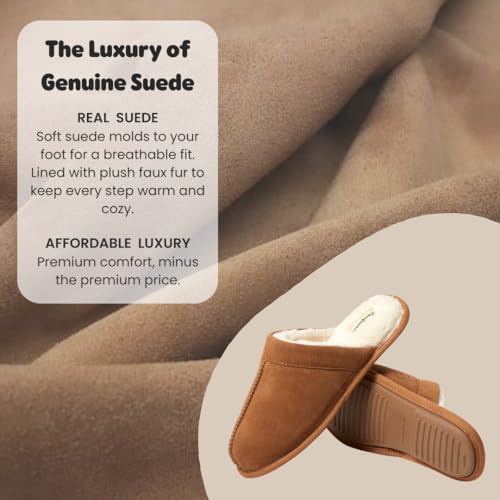 Image of Dearfoams Men's Bradford Genuine Suede House Shoe Scuff Slipper