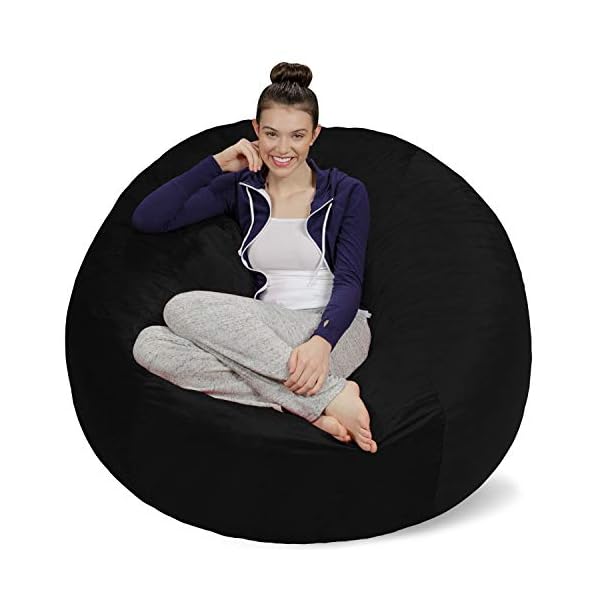 Sofa sack bean bag chair cover 5 feet black  urban country home decor
