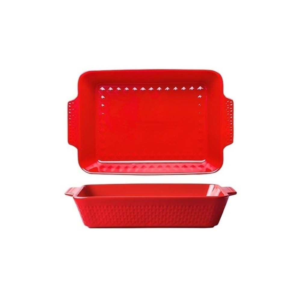 Backgeschirr Großes Backblech aus Keramik for den Haushalt, rechteckig, mit Doppelohr, for die Mikrowelle, 3800 ml, Backschüssel, Käse-Reis-Backblech Ofenbleche